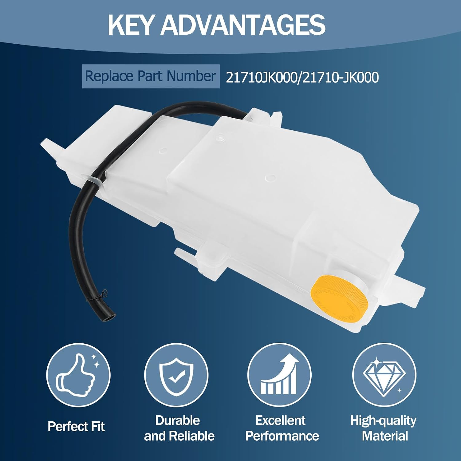 Coolant Overflow Tank w/Cap Compatible with Infiniti Q40 Q60 G25 G35 G37 2007-2015 / Nissan 370Z 2009-2012 V6 3.7L, Radiator Reservoir Replaces 21710-JK000