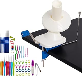 Yarn Ball Winder for Knitting Hand-Operated, Manual Wool Winder Holder for Swift Yarn Fiber String Ball, 4 Ounce Capacity, Knitting Needles Set Included