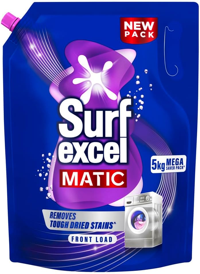 Matic Front Load Liquid Detergent 5L Refill Pouch, Specially designed to remove Tough Dried Stains, 1st time in Washing Machine