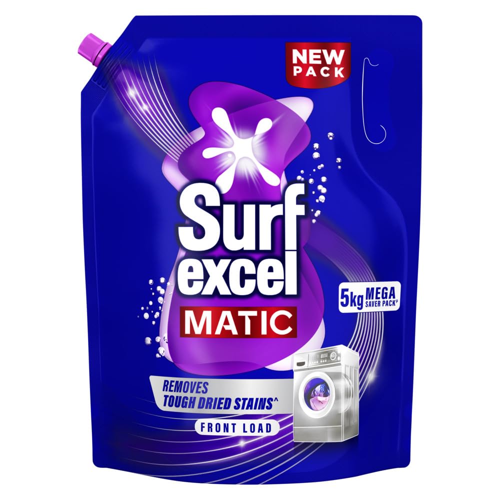 Surf Excel Matic Front Load Liquid Detergent 5L Refill Pouch, Specially designed to remove Tough Dried Stains, 1st time in Washing Machine-image-32