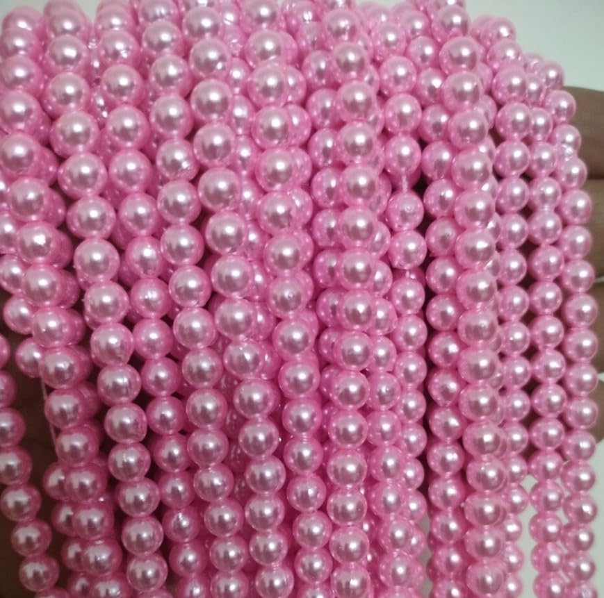 Image of Plastic 6 mm Beads /moti Kit 500 pcs for Jewellery Making /Craftwork /Decorations (Pink)