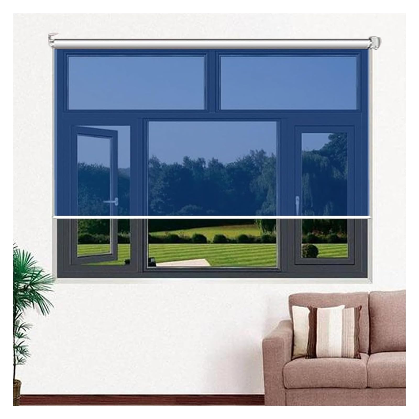 Roller Blinds One Way Window Tint Mirror See Through Sunshade Roll Up Shades With Fittings For Home Bedroom Balcony Wide 45-145cm(75x200cm)