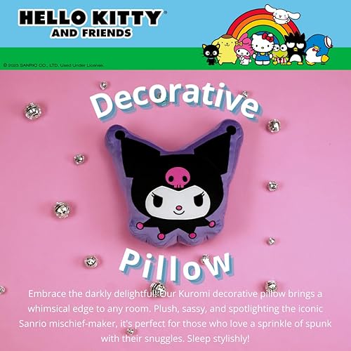 Miniatura 2 de Franco Hello Kitty & Friends Kuromi Bedding - Almohada decorativa de felpa súper suave, tamaño único, (producto 100% oficial)