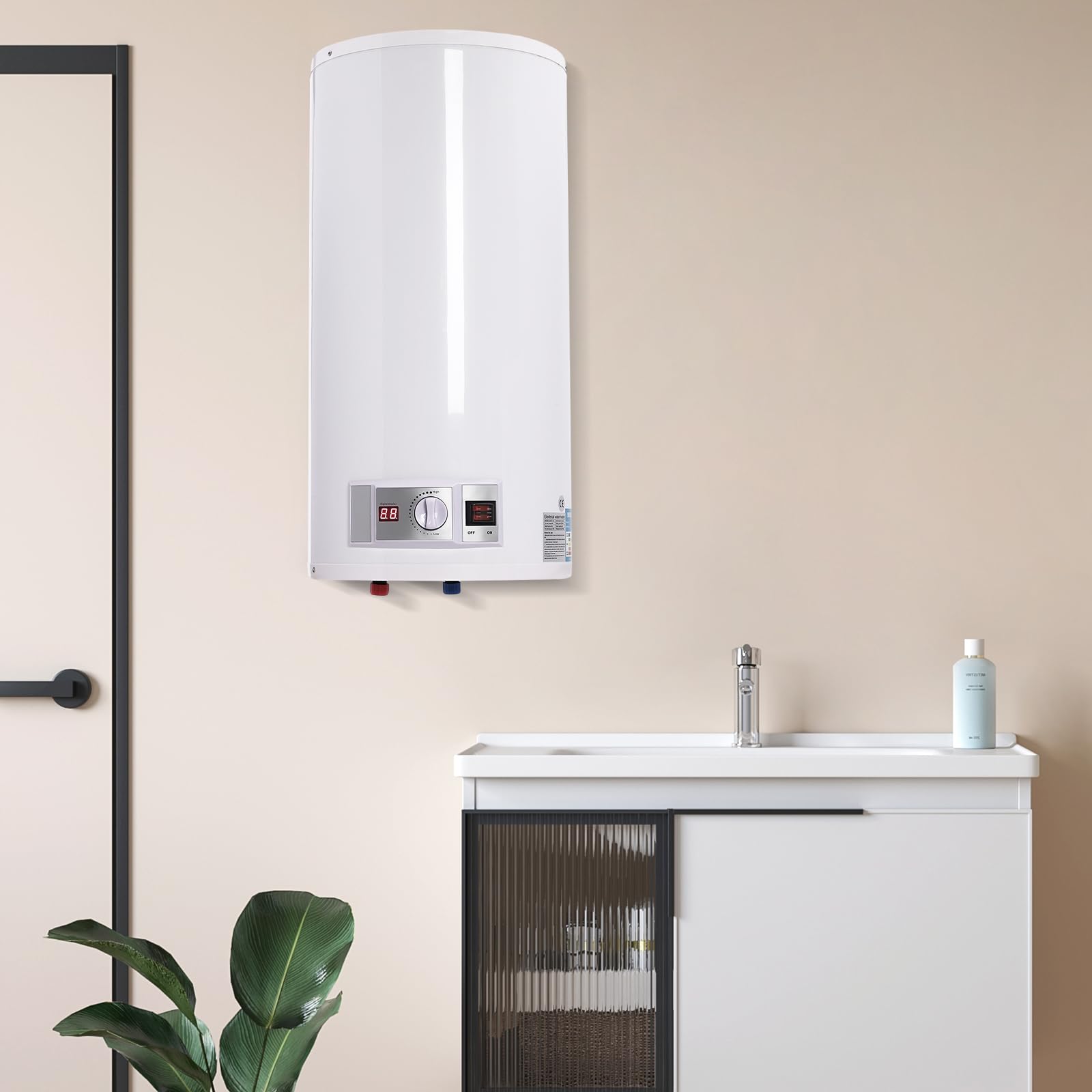 Caldaia elettrica per acqua calda, scaldabagno elettrico, scaldabagno, kit per il bagno, montaggio a parete, anticalc smaltato, serbatoio per acqua calda, 220 V (50 L)