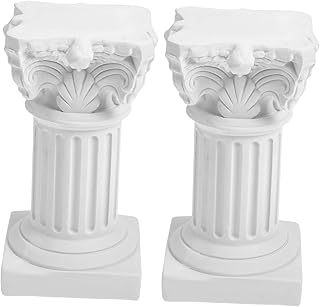 2pcs Roman Column Resin Candle Holders for Table Centerpieces Vintage Style House Decor Elegant Candlestick Stand for Living Room and Kitchen Height