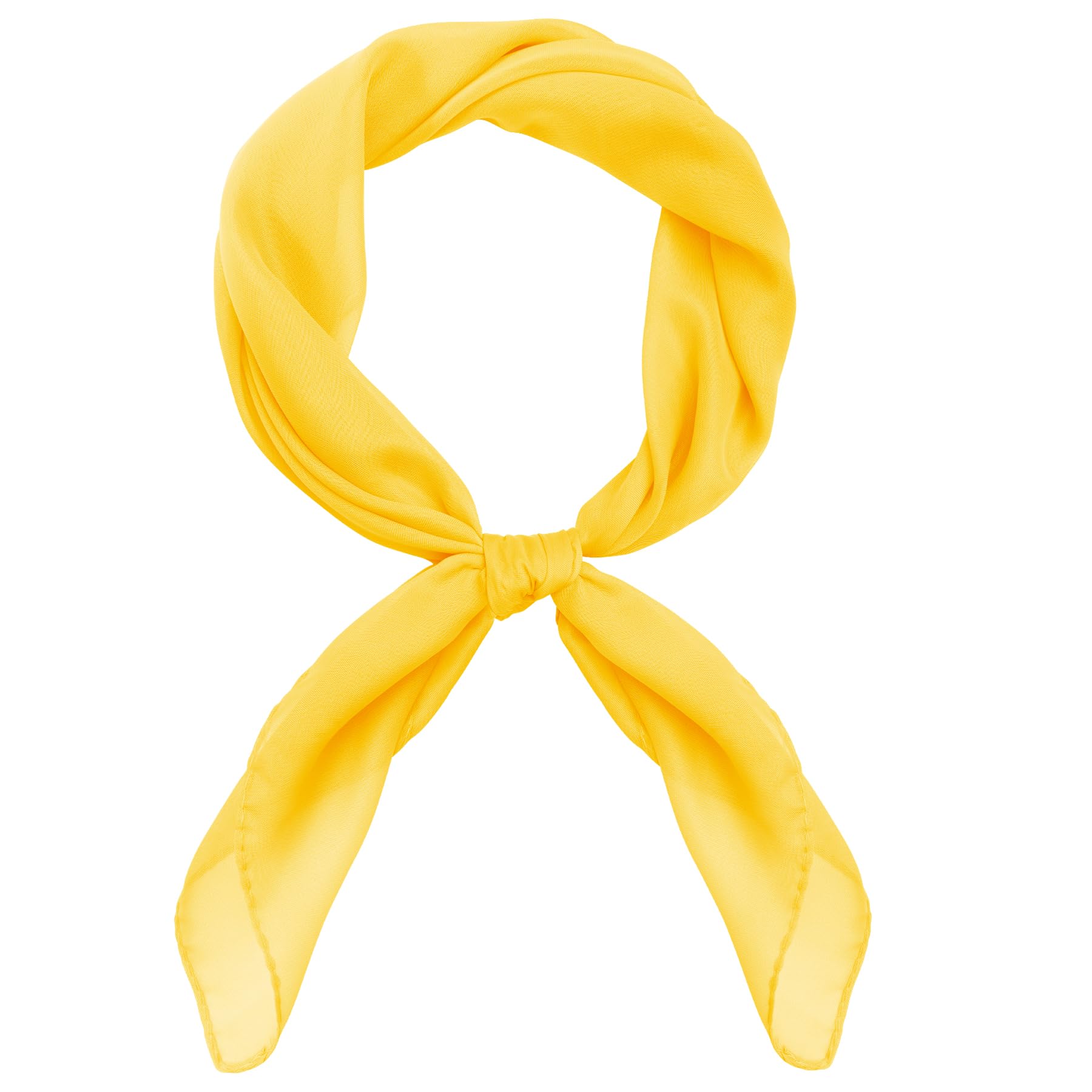 Pistha Chiffon Scarf Ribbon Neck Scarf Square Handkerchief,25.5''x25.5'' (Yellow, 25.5 * 25.5 inch)