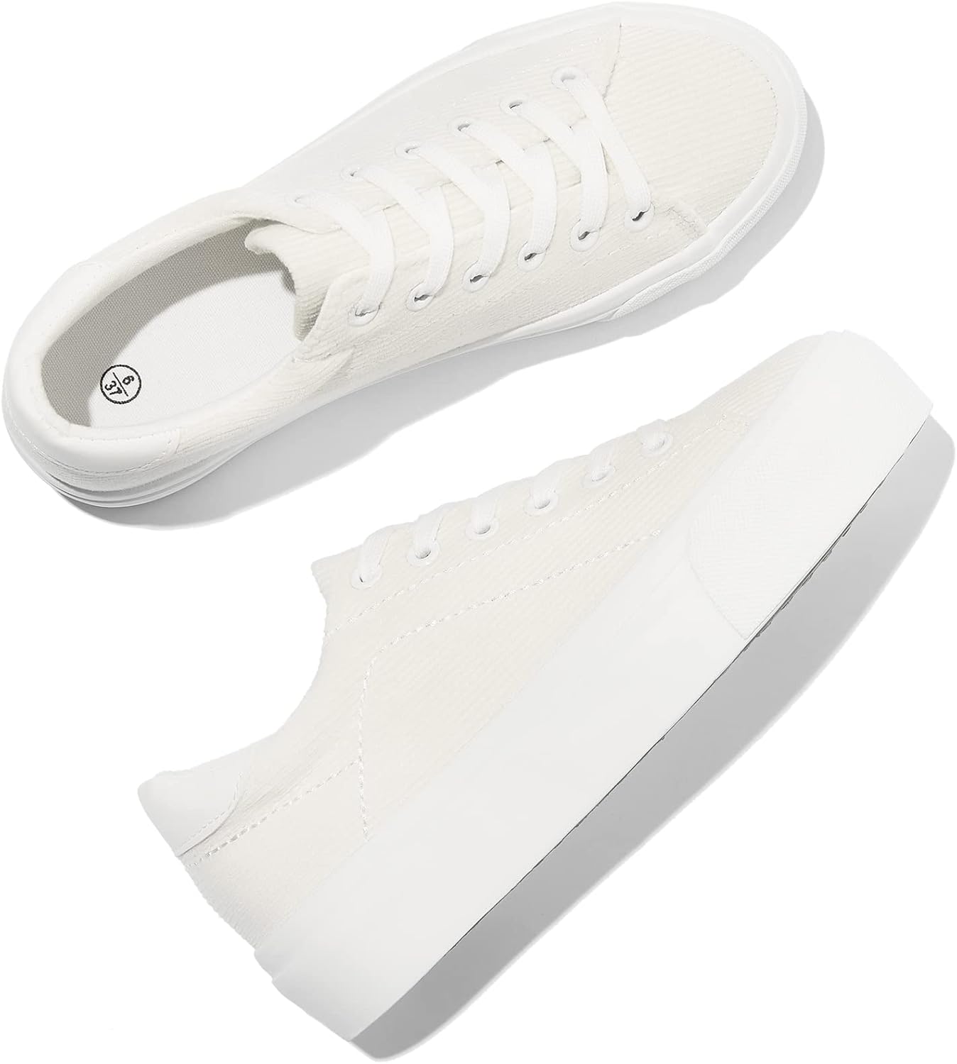 THATXUAOV Womens Platform Sneakers White Tennis Shoes Casual Low Top Fashion Sneakers - Image 7