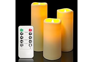 LED Flameless Candles Set of 3 for Holiday Decor Indoor