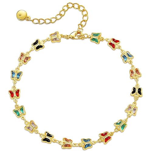 Miniatura 1 de Butterfly Anklets for Women 18 Gold Plated Dainty Gold Butterfly Anklet Bracelets for Women Teen Girls, Adjustable, Handmade Anklets