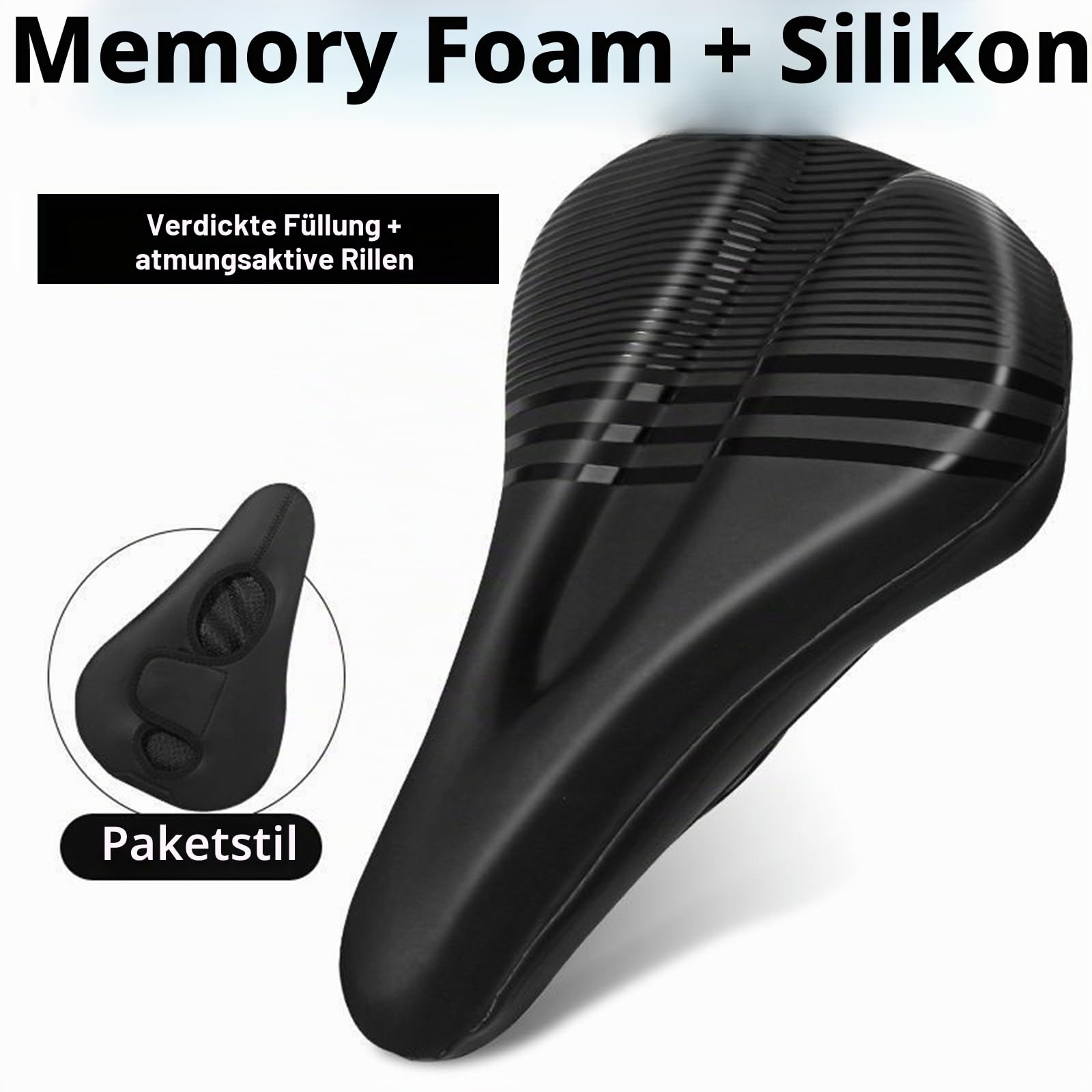Bequemes Sitzpolster,Fahrradsattel,Ergonomischer Fahrradsitz Polster,Herren Damen Bequemer,für Mountainbike