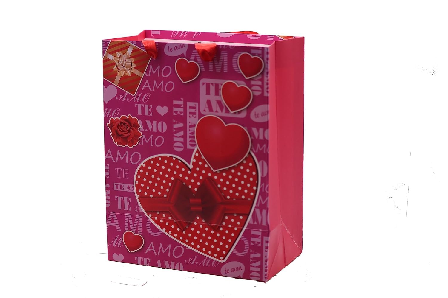 NESTIC 3D Multi Valentine’s Day Rose Love Cardboard Gifts Paper Bags for Gifting People with Rich Taste on Collage/School/Anniversary/Birthday Parties and Wedding Candy Bag(Set of 4) 1