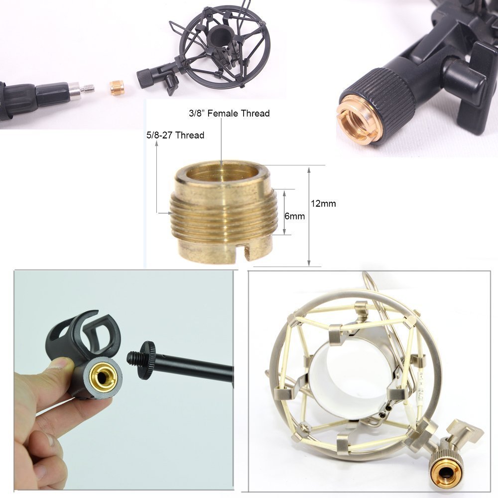 Adaptateur Vis Micro 3/8" Femelle Vers 5/8" Mâle – 2 Pièces, Laiton Solide Pour Stand & Boom