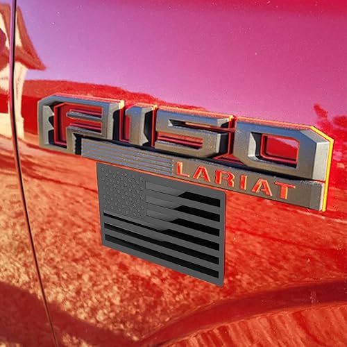 Miniatura 4 de Calcomanía de metal 3D con emblema de bandera estadounidense, para automóvil, camión o SUV, 5 x 3 pulgadas (negro mate, orientación regular de tres