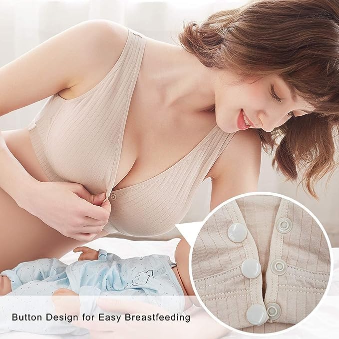 Image of Fashiol Women Cotton Soft Maternity Bra Front Open | Nursing Bra with Easy Frpnt Closure | Non Wired Padded Breastfeeding Bra | Comfortable Bra