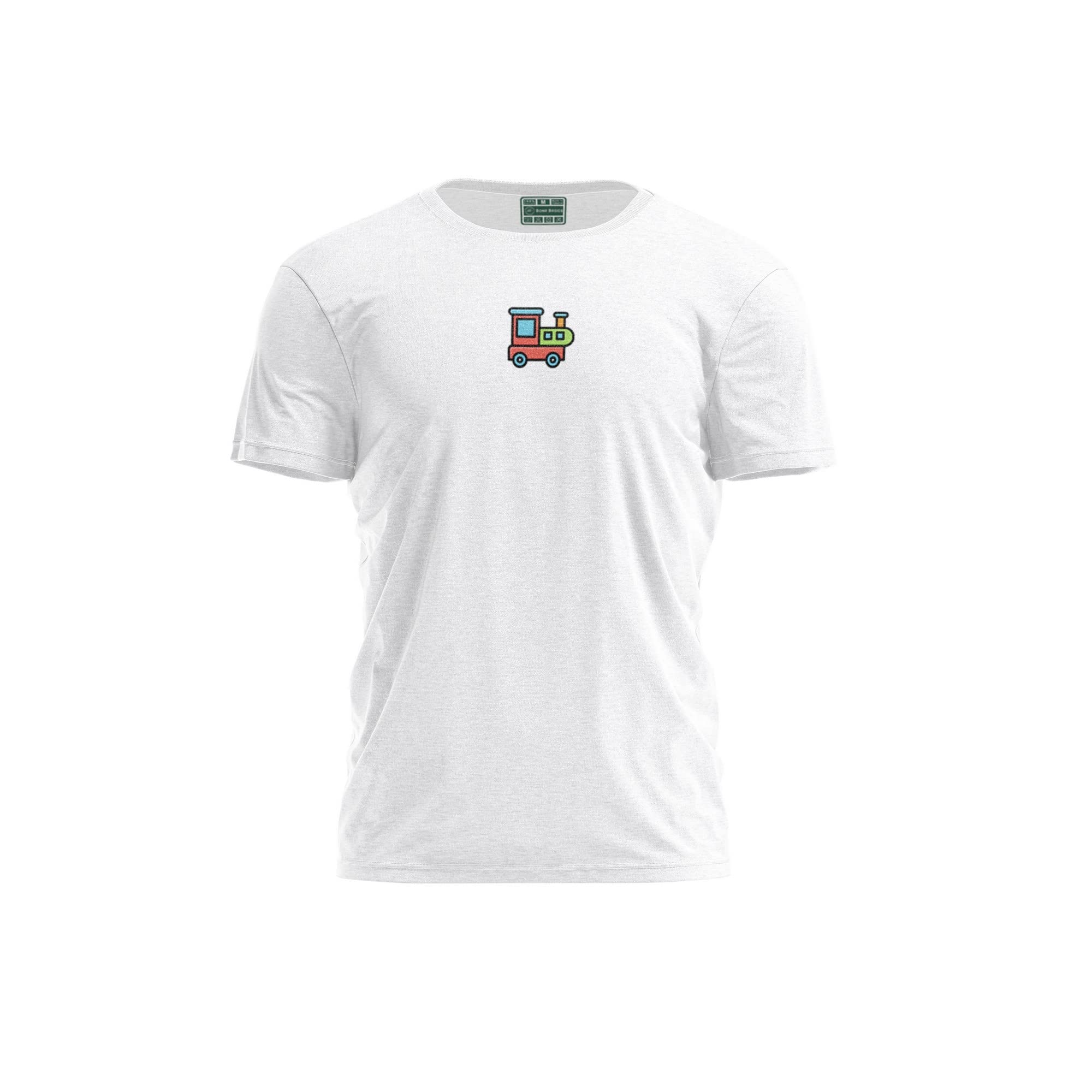 Bona Basics, Digitally Printed, Men's Basic T-Shirt,%100 Cotton, White, Casual, Men's Tops, Size: M