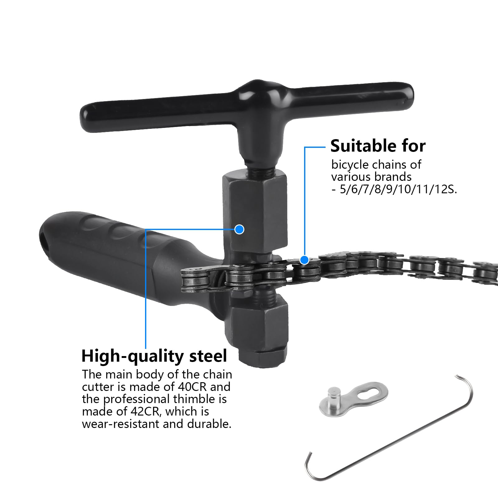 XSQD 11-teiliges Fahrradketten Werkzeug Set - Mit Kettennieter & Reinigungsbürsten