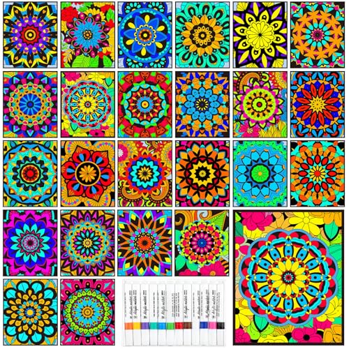 Pósteres de terciopelo mandala grandes para pintar con acuarelas adultos y adolescentes