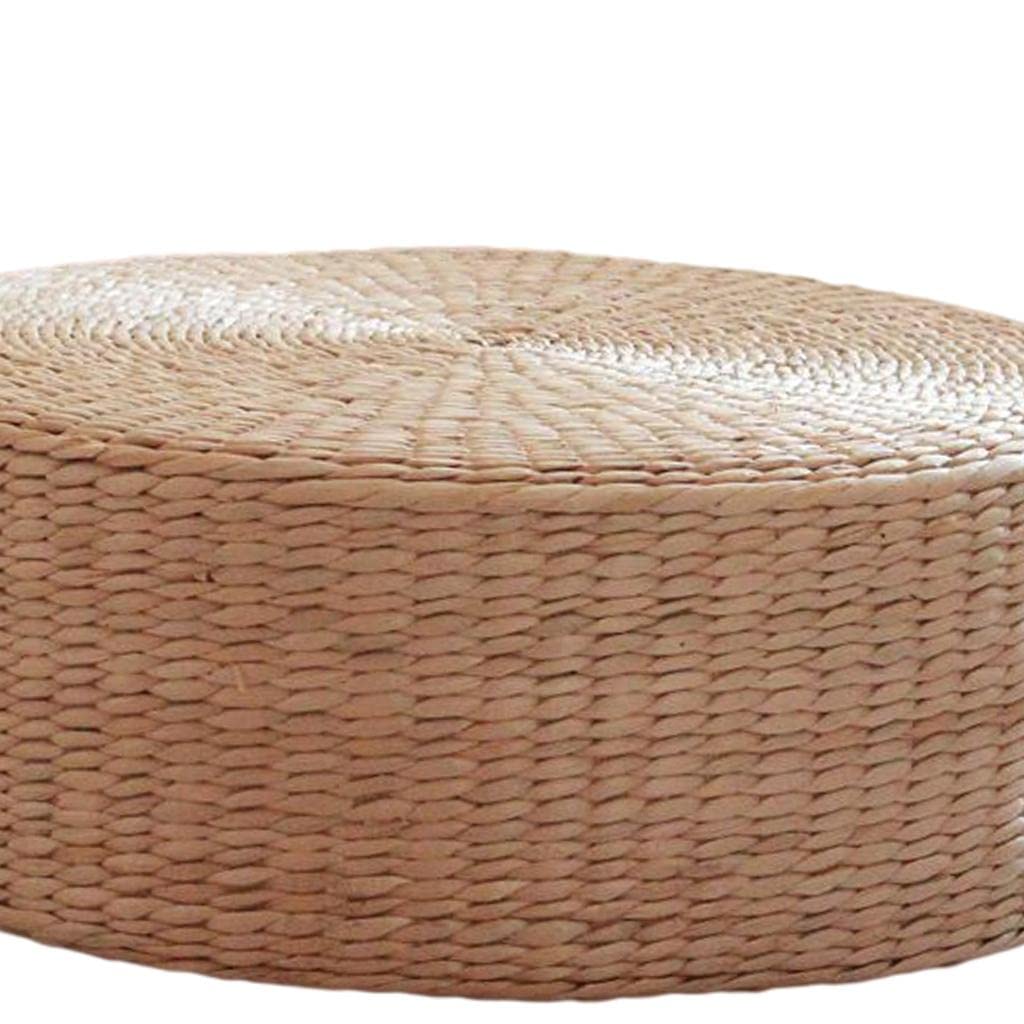 Cojín de Paja Redondo Almohadilla de Asiento Tejido a Mano Tapete Plano Natural Cojín para Meditación sin Productos Químicos Adecuado para Decoración