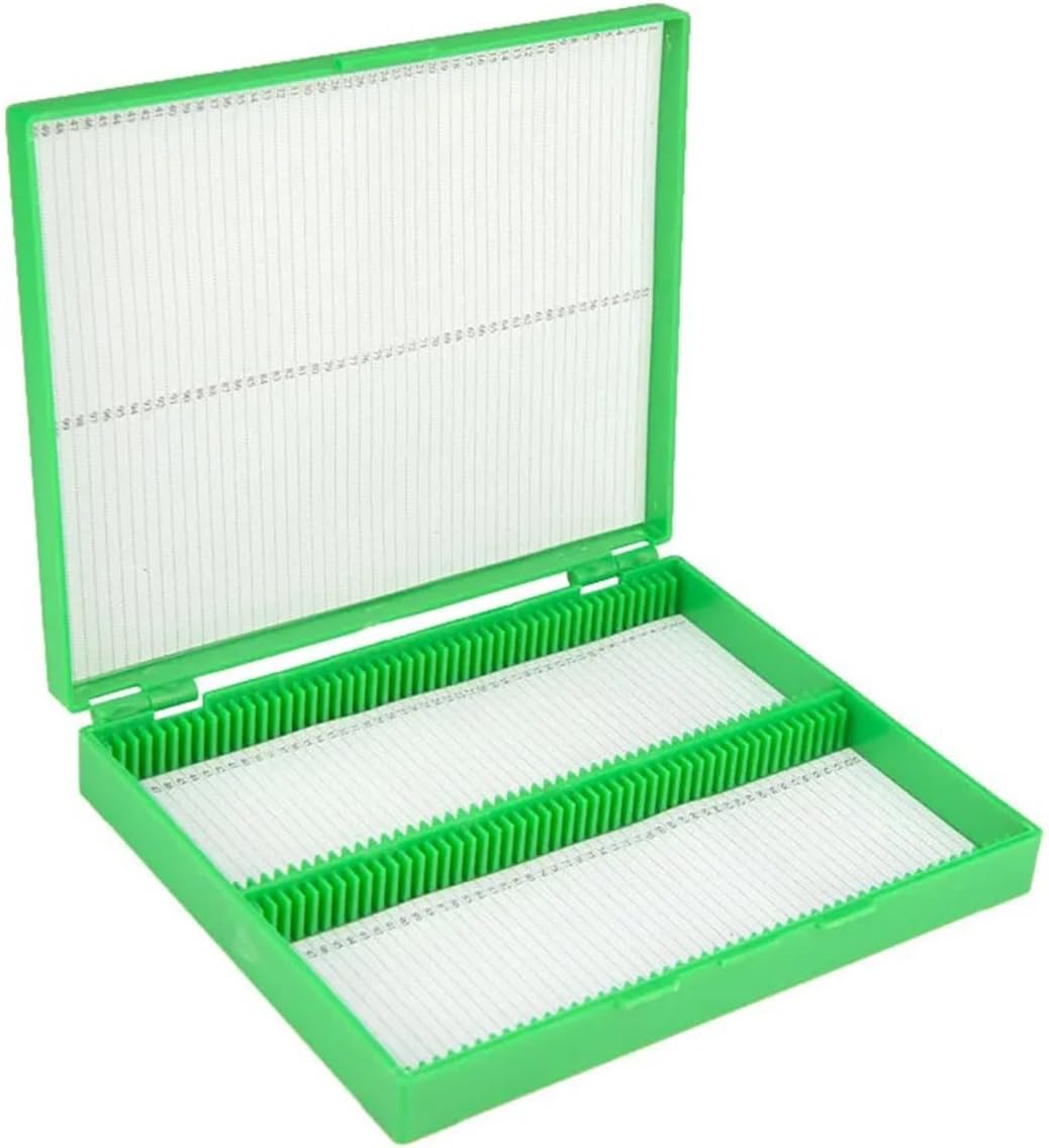 ZTBH Microscope Accessories Kit 100pcs ABS Plastic Microscope Dispenser Slides Storeage Box Microscope Slides(Green)