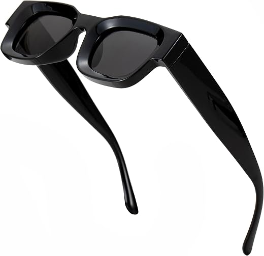 IFLASH Retro Rectangle Polarized Sunglasses for Small Face Women Men Chunky Square Thick Frame Glasses UV400 Protection