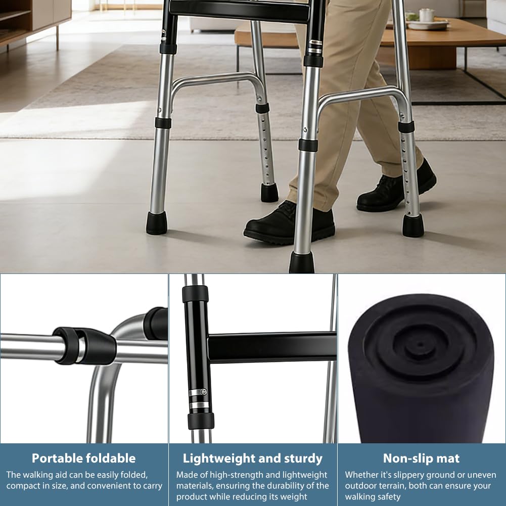 Bastidor ligero con bisagras, plegable y regulable en altura (74-94 cm), 1,8 kg, 150 kg, caballete estrecho para interior y exterior