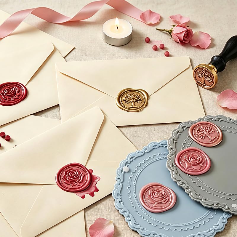 3 Colors Wax Seal Silicone Pad Set (Blue Pink Gray), Wax Stamp Mat for Card Invitation Handmade Crafts