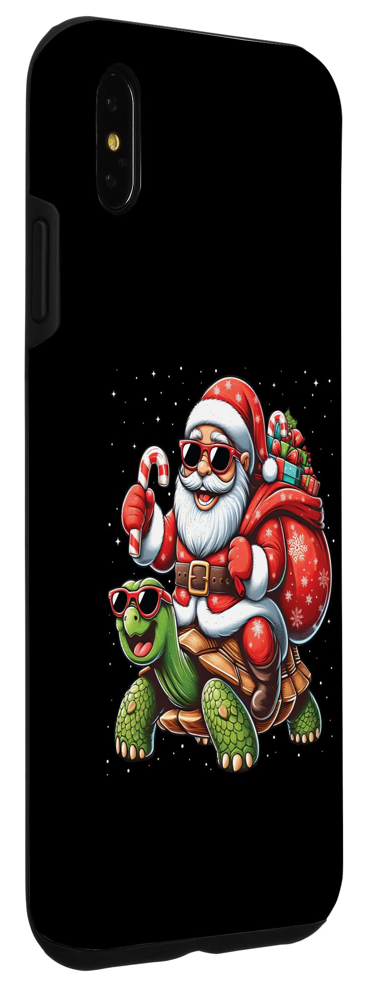 iPhone XS Max Santa Claus Riding a Tortoise Christmas Snow Boys Girls Kids Case - Image 3