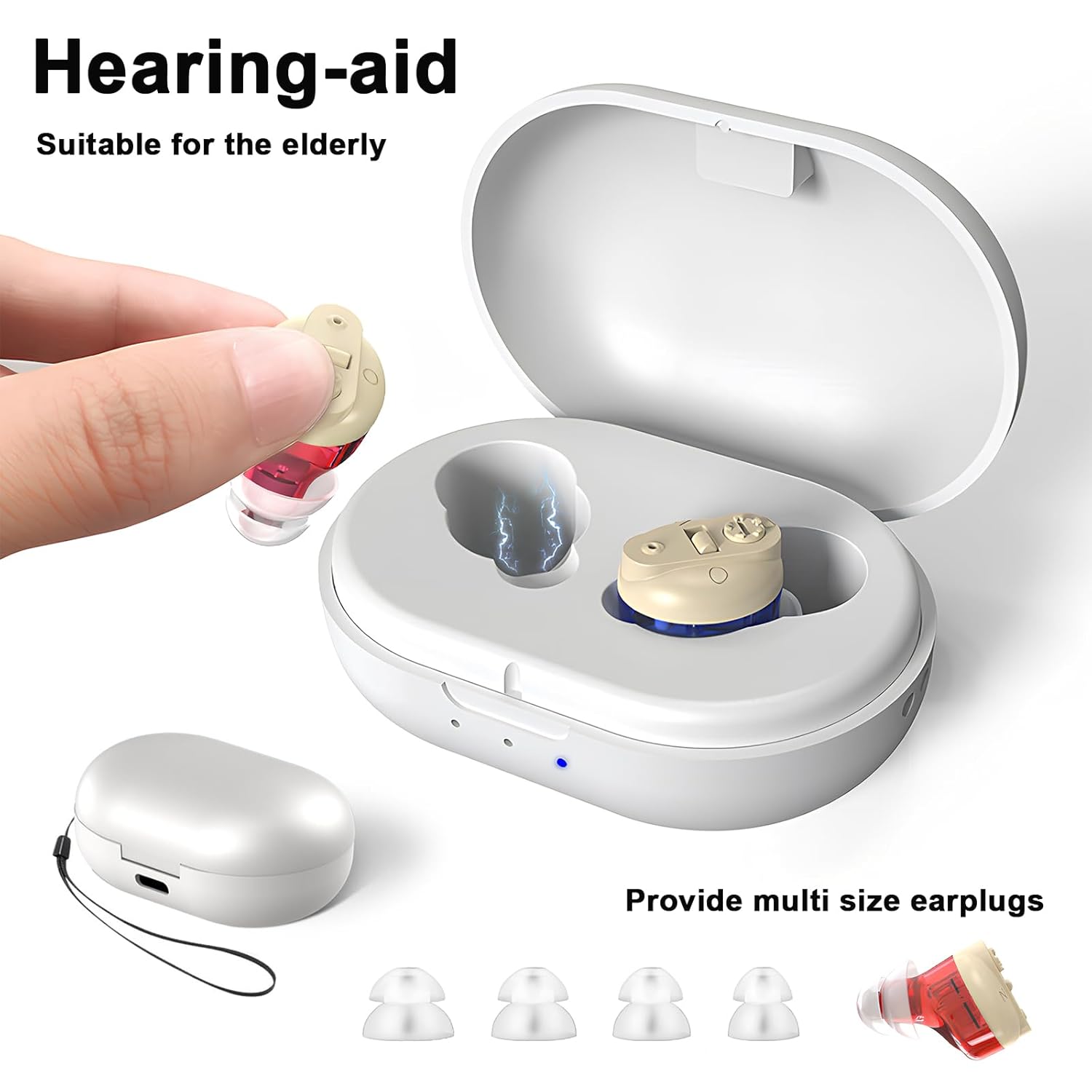 Hearing Aids, Hearing Aids for Seniors Hearing Amplifier with Noise Cancelling, Mini Invisible OTC Hearing Aid for Adults Hearing Loss with Rechargeable Charging Case