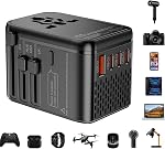220V à 110V Convertisseur VoltageConverter US à l ' Europe VoltageConverter pour séchoir à cheveux avec 1 USB A et 3 USB C, Voyages européens AdapterPower Convertisseur adaptateur Combo fromUS vers l'Italie UK AU