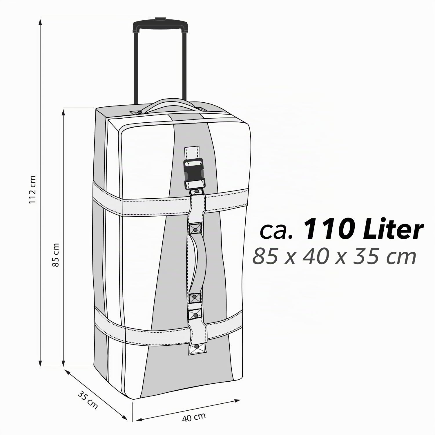 Reisetrolley 110 Liter Reisetasche - Grau / Schwarz