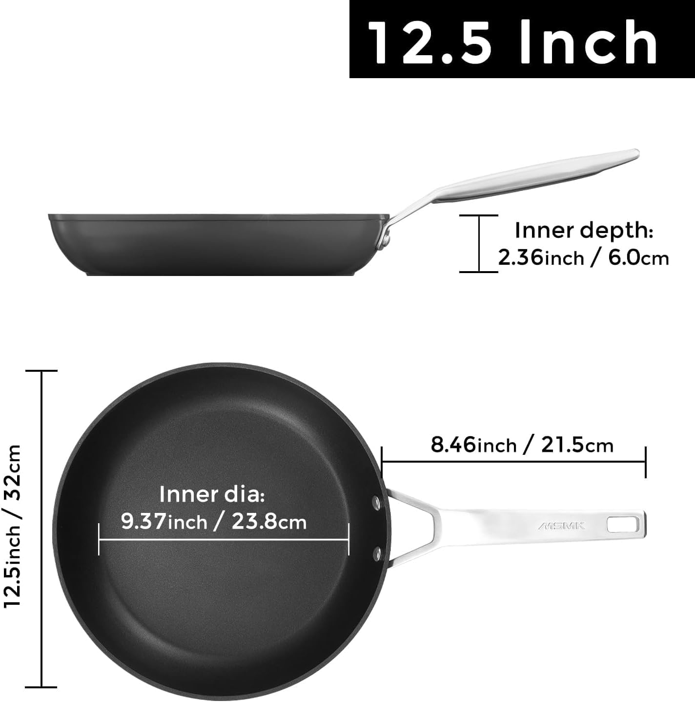 MsMk Nonstick Frying Pan, 12 1/2 Inch Titanium and Ceramic Nonstick Large Skillet Pan, Sturdy and Durable Skillet Nonstick, for Various Stove Type, Oven Safe to 700°F Pan for Cooking, Dishwasher Safe - Image 3