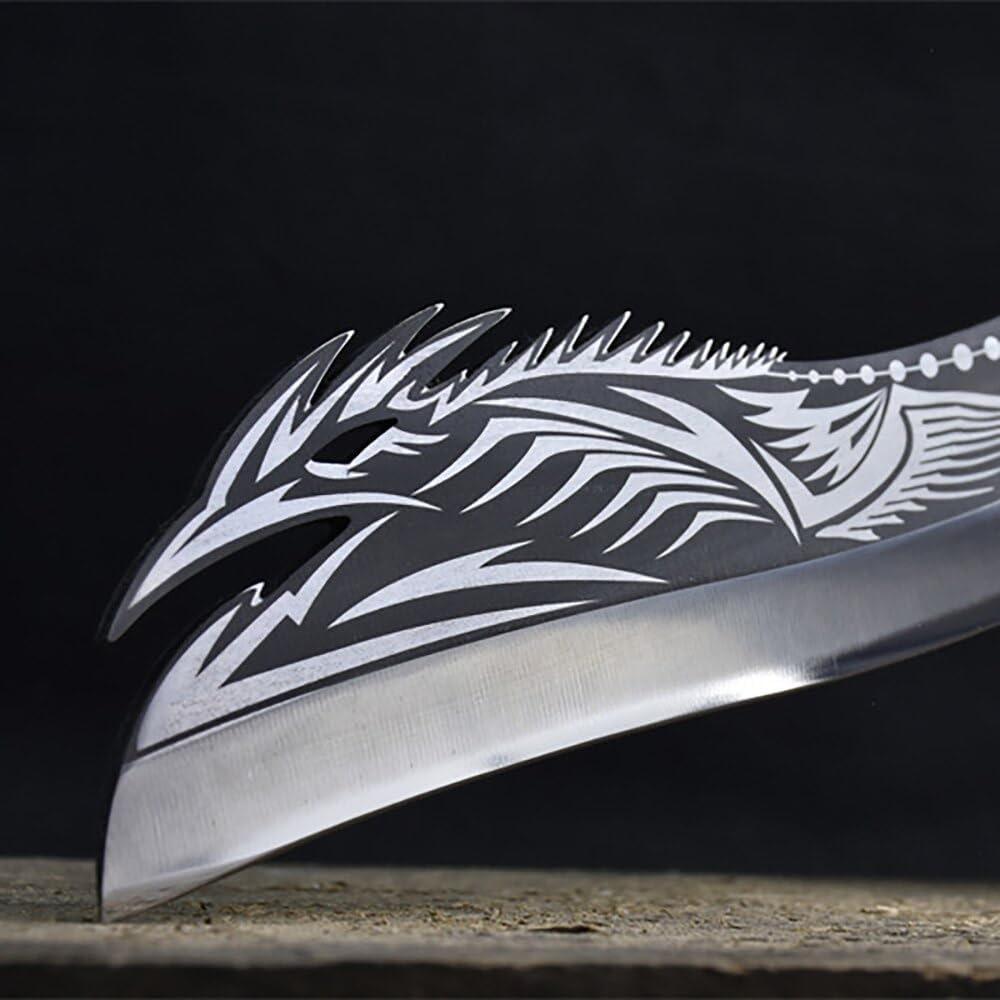 Meat Cleaver Knife, 9.5Inch Pterosaur Machete Wood Chopper Knife Big Bone Chopper Alloy Handle Handmade Forged 7Cr17MoV Long Kitchen Knives (Color : Pterosaur Knife)
