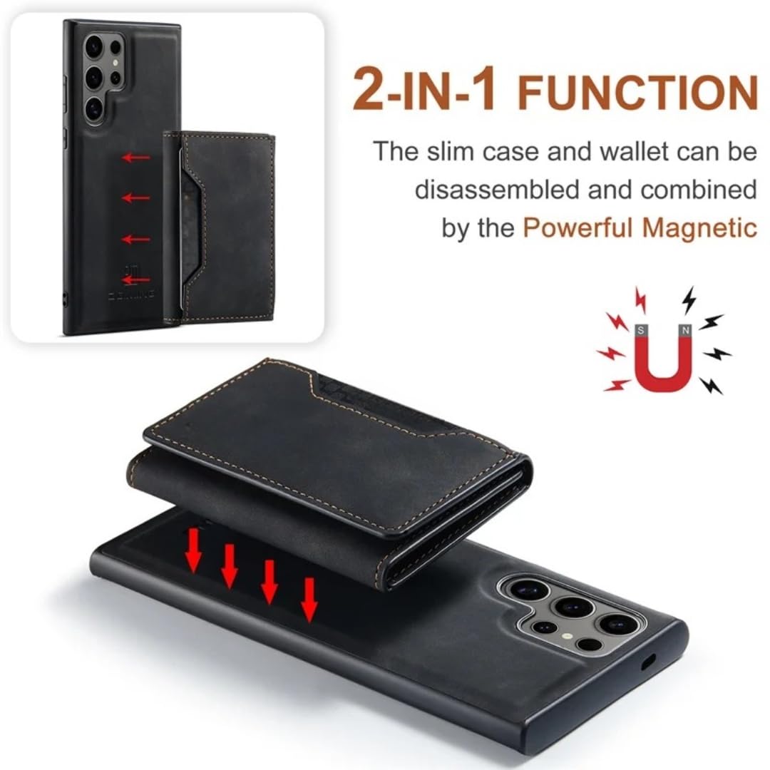 Funda para teléfono con Tarjetero Desmontable Tipo Cartera para Samsung Galaxy S25 Edge S26 Ultra S22 Plus S24 S23 S21 Fe A16 A56 A36 (para Galaxy A16 5G/Coffee)