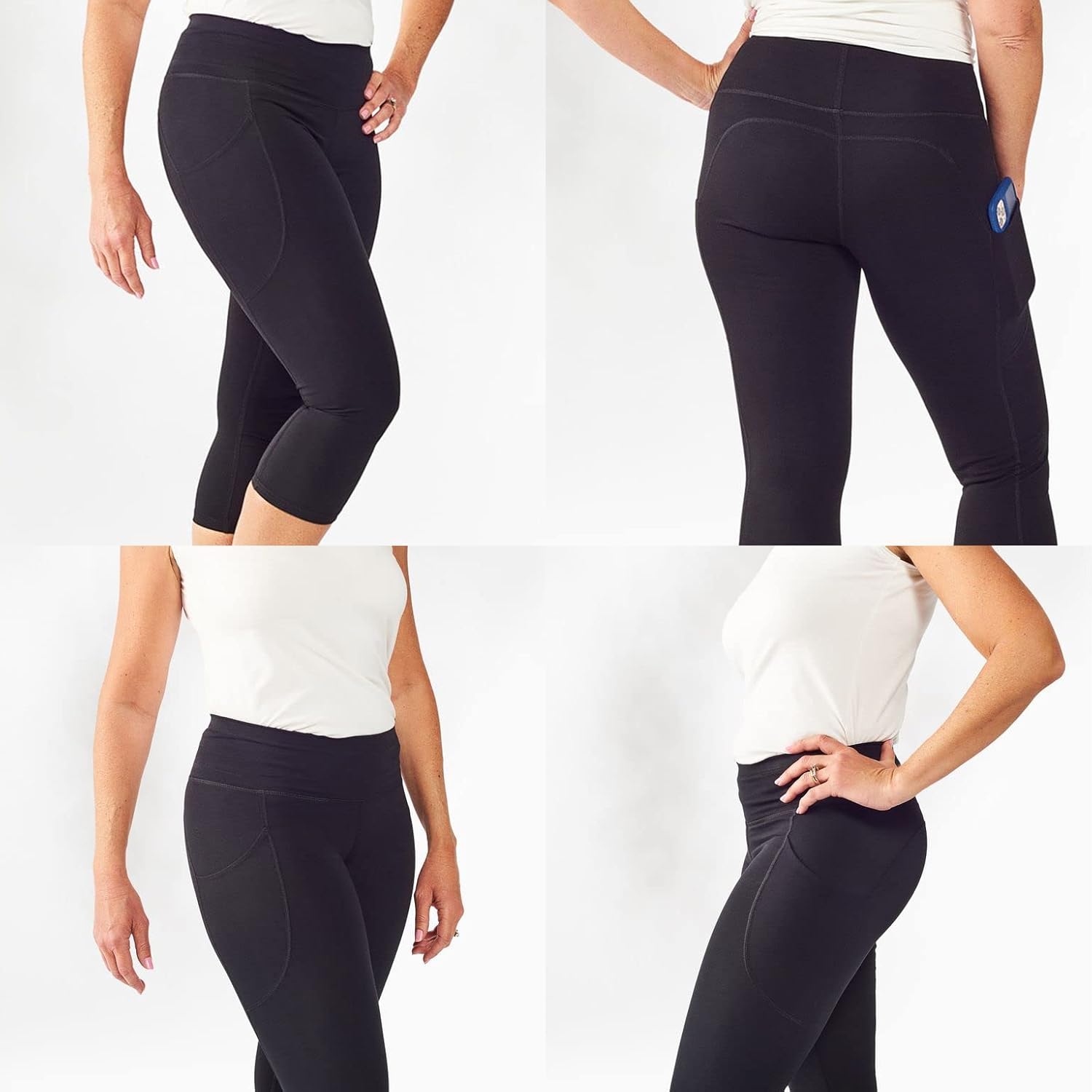 Maggie's Organic Black Out Mid Calf Leggings - Snug Fit Athletic Leggings with Pockets - Image 6