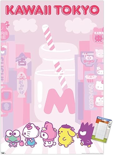 Vista 34 de Trends International Hello Kitty and Friends - Póster de pared Kawaii Tokyo, 22.37 x 34.00 pulgadas, versión enmarcada en blanco