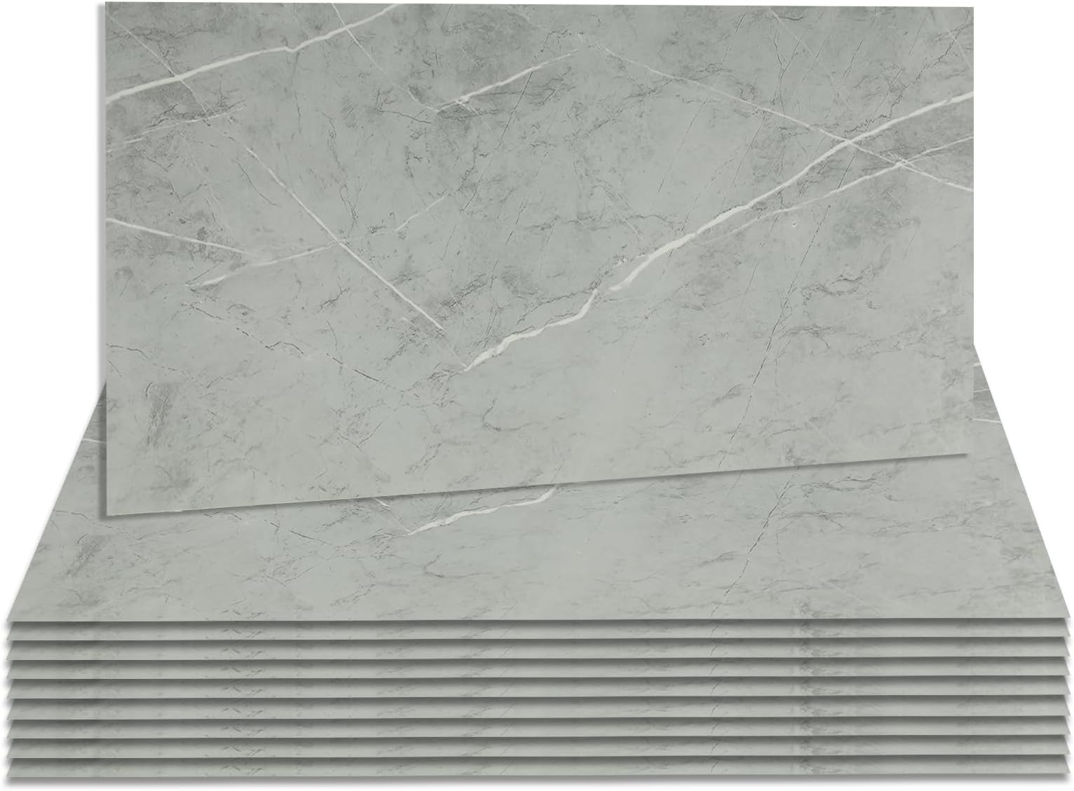 – 10 Pieces Marble Grey Self Adhesive Wall Tile Stickers for Bathroom, 30cmx60cm Grey Stick on Tiles for Kitchen Walls, PET Peel and Stick Waterproof