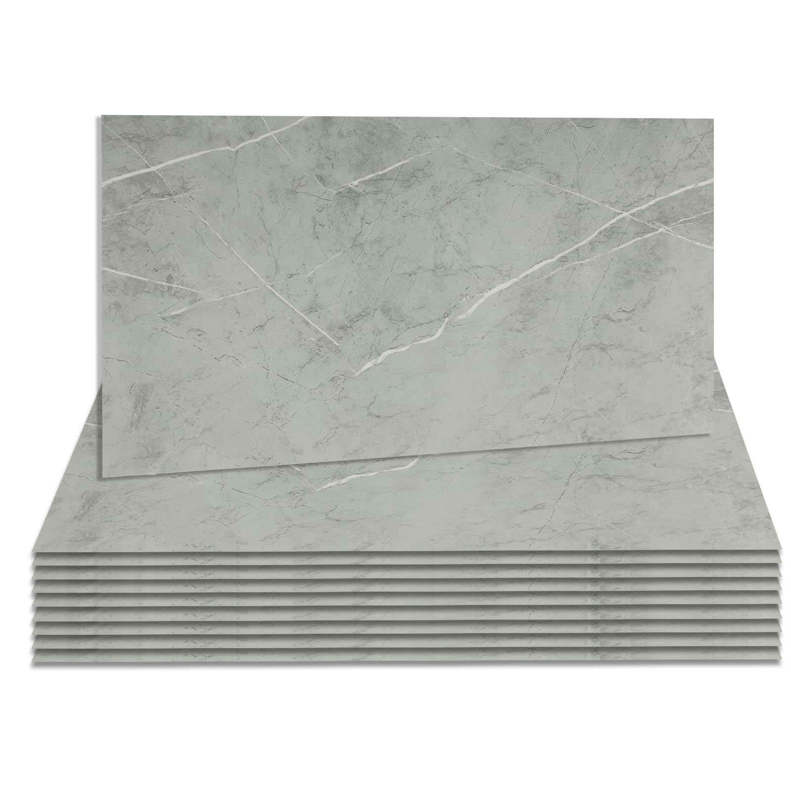 – 10 Pieces Marble Grey Self Adhesive Wall Tile Stickers for Bathroom, 30cmx60cm Grey Stick on Tiles for Kitchen Walls, PET Peel and Stick Waterproof