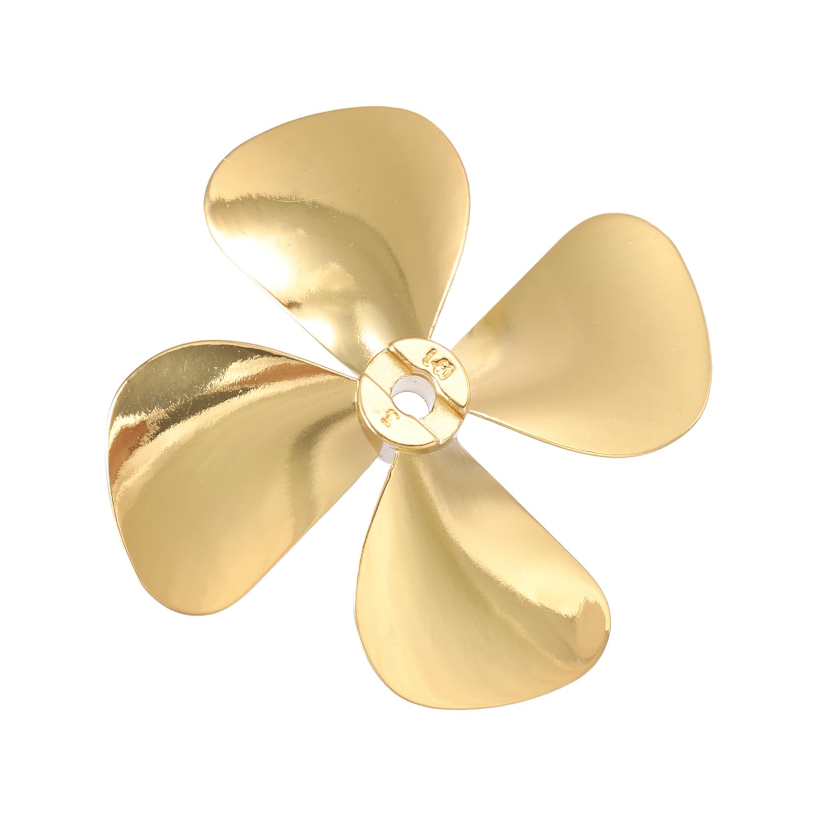 sourcing map RC Boat Propeller, 4 Blades Propellers 4mm Hole Dia 55mm OD CW Clockwise Rotating Drill Propeller for RC Boat, DIY Ship Model, Gold