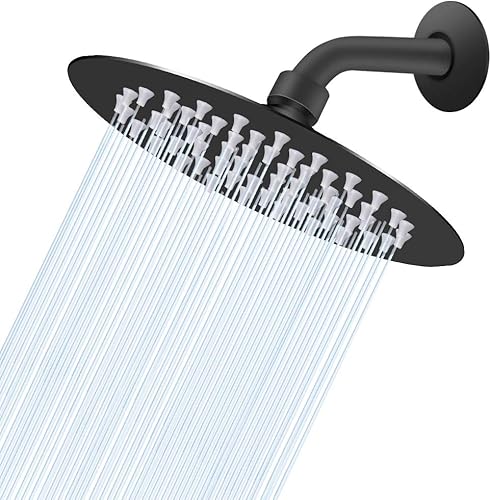 NearMoon Cabezal de ducha de alta presión con brazo de ducha, cabezal de ducha de lluvia de acero inoxidable de alto flujo, diseño ultrafino,