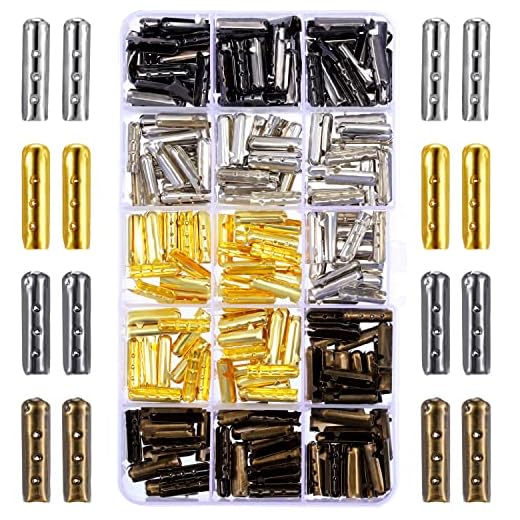 Boao 200 Pieces Aglets Metal Aglets for Shoelaces Shoelace Tips Head Aglets Replacement Tips for Canvas Sneakers DIY Repairing, Assorted Colors 20 mm Length  