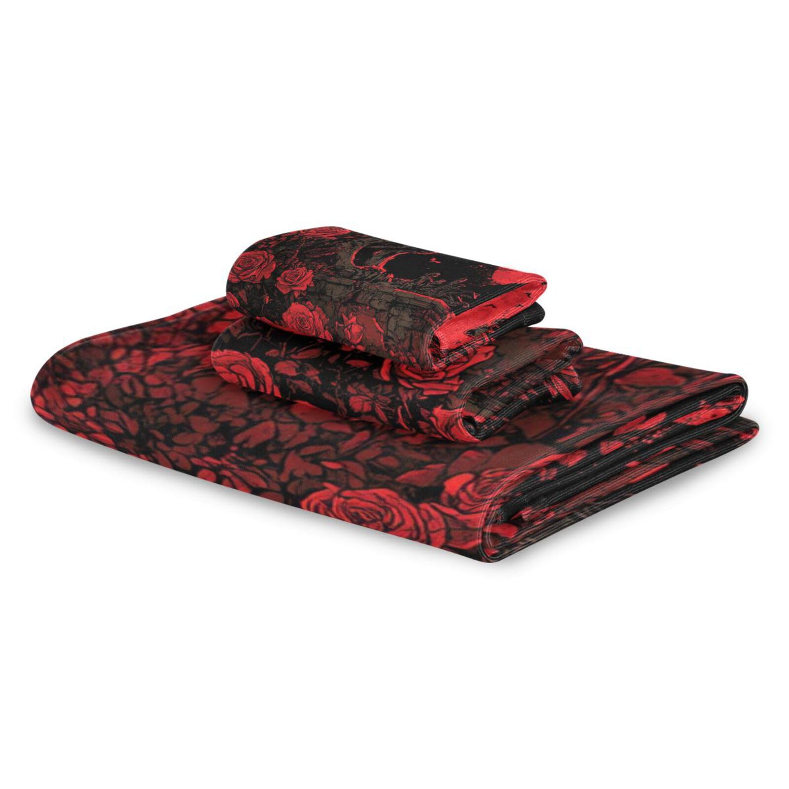 Set di 3 asciugamani per il viso con castello di vampiri gotici, ad asciugatura rapida, 1 asciugamano da bagno, 1 asciugamano per mani, 1 panno per la casa, cucina, hotel, palestra, nuoto, spa