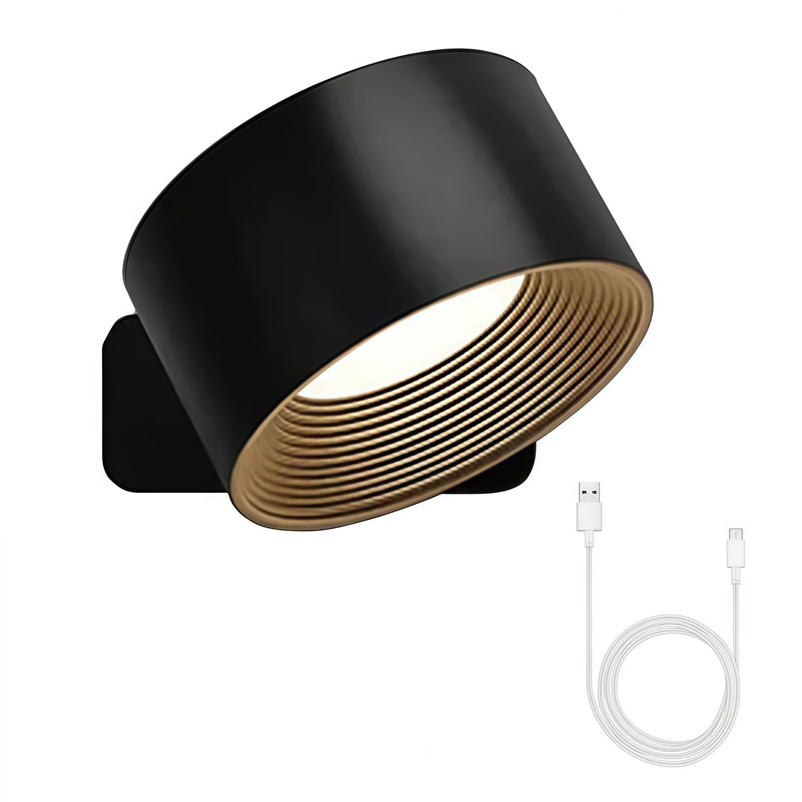 Lights of Sweden Wall Lights, Rechargeable Wall Mounted Sconces,LED Indoor Wall Lamp, LED Sconces with Remote,Wireless Wall Light,for Bedroom, Bathroom, Living Room, Kitchen [Energy Class A] (Black)