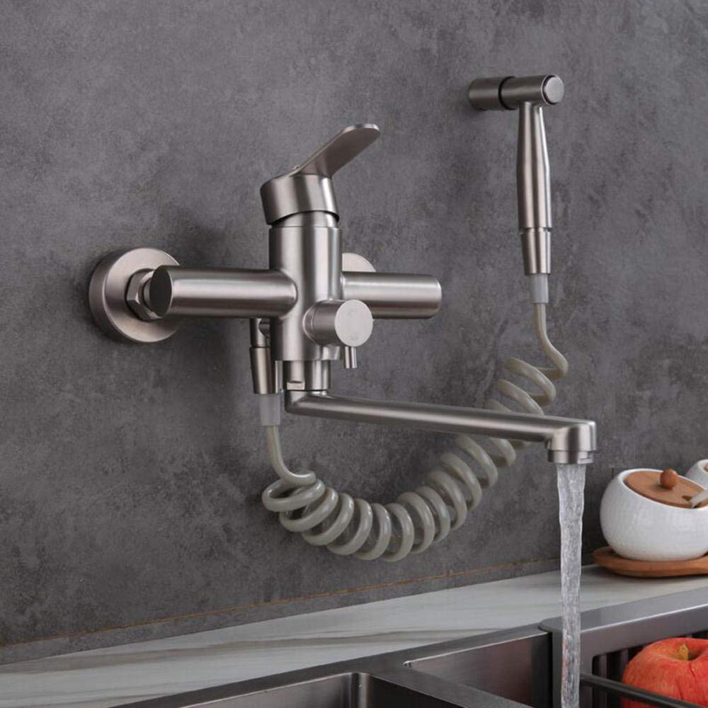 Robinet de cuisine mural contre le manque de place avec pistolet extractible