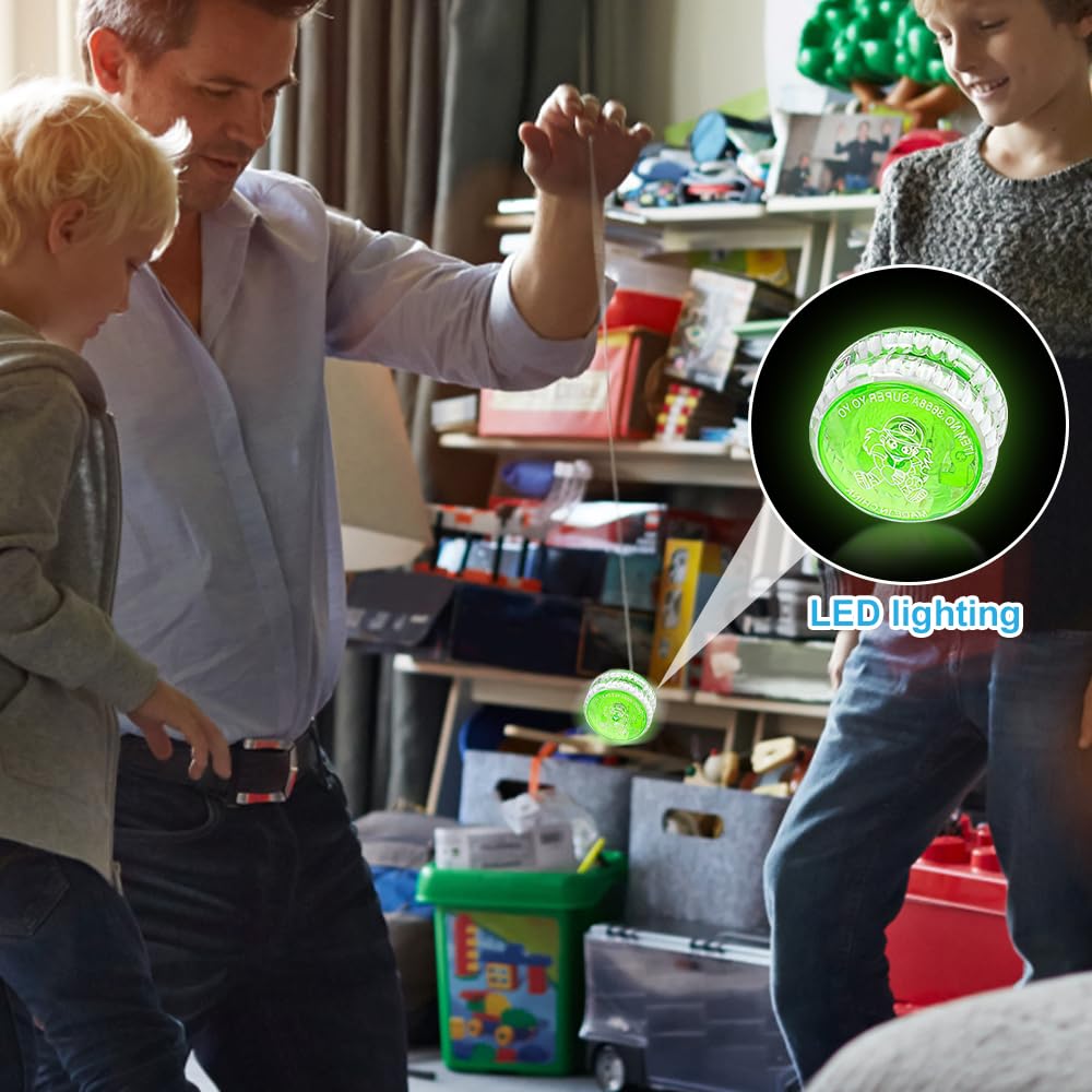PLLYPE LED Licht YoYo, 15 Stück Kunststoff Responsive Yoyo, Reaktives Kugellager JoJo, JoJo Leuchtend, Jo-Jo Spielzeug für Anfänger, Jo-Jo LED für