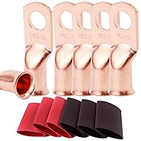 Vista 27 de TKDMR 6 terminales de batería de 4 AWG-3/8, terminales de alambre resistentes, terminales de anillo, extremos de cable de batería, terminales