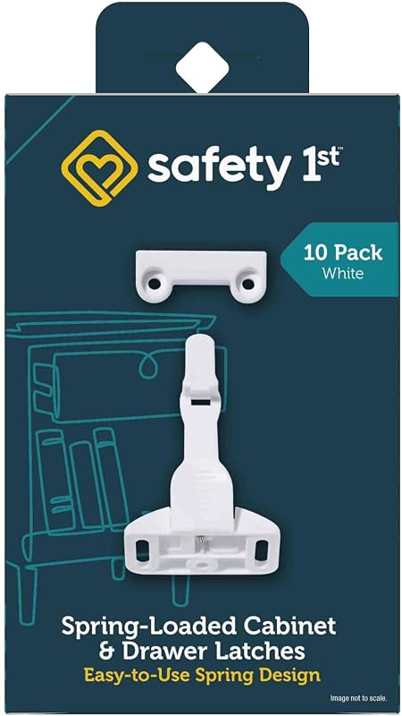 Spring-Loaded Cabinet & Drawer Latch, 10 Pack, White