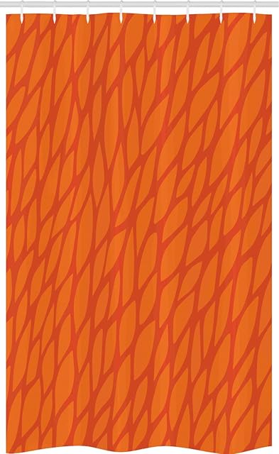 ABAKUHAUS Burnt Orange Stall Shower Curtain, Abstract Foliage, Fabric Bathroom Decor Set with Hooks, 47" x 70", Orange Burnt Orange