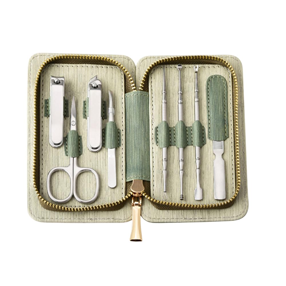 Kit manicure 8 pezzi Tagliaunghie in acciaio inossidabile Set Set pedicure Kit per cura delle unghie Strumento per unghie da viaggio per donne& Uomini,Colore,1