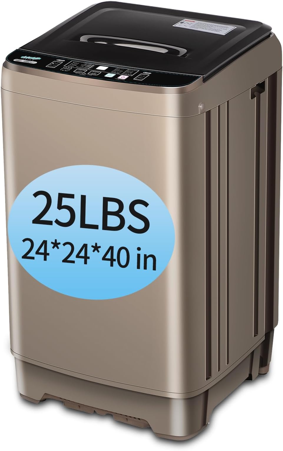 Full Automatic Washing Machine with LED Display, 25 lbs Portable Washer Drain Pump, Come with a Glass Cover, 8 Programs & 8 Water Levels Selections, Ideal for Camping, Apartment, Dorm, Glod