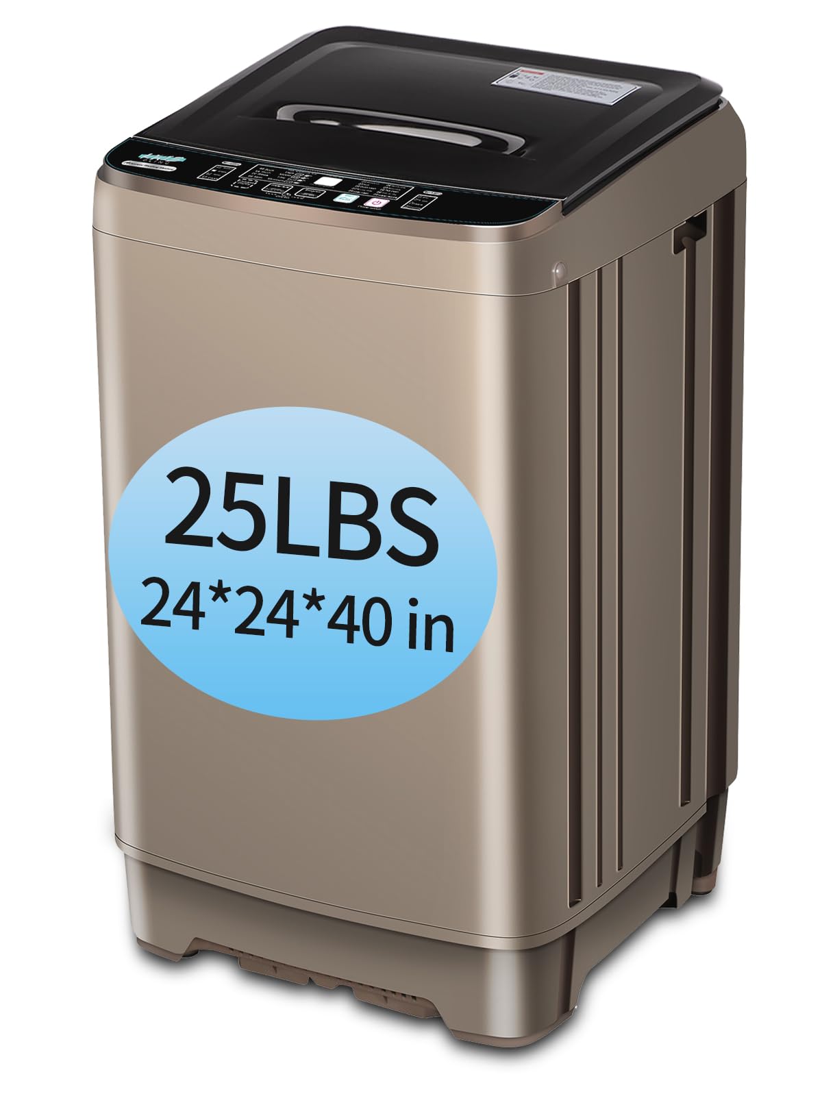 Full Automatic Washing Machine with LED Display, 25 lbs Portable Washer Drain Pump, Come with a Glass Cover, 8 Programs & 8 Water Levels Selections, Ideal for Camping, Apartment, Dorm, Glod